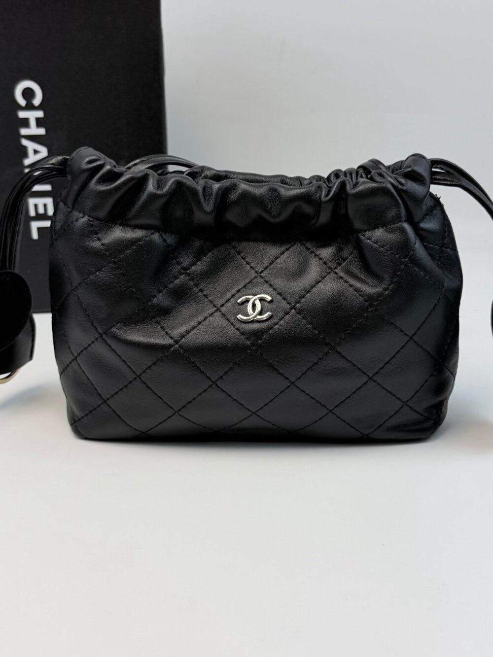 Chanel Quilted Drawstring Bucket Crossbody Bag